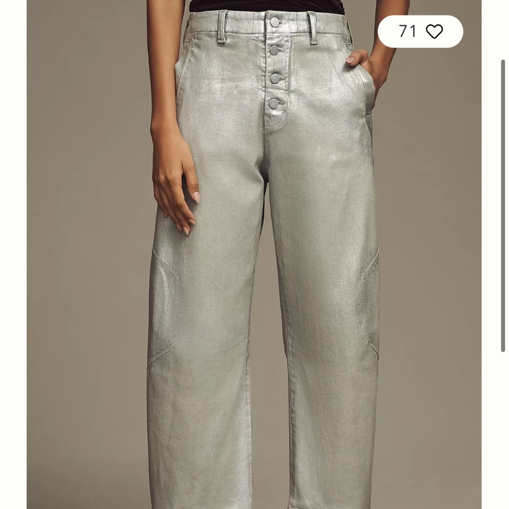 NWT Pilcro The Ar Mid-Rise Button-Front Barrel Jeans: Coated Edition Size 29P